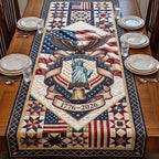 Statue of Liberty Crest with Quilt Stars Table Runner