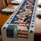 Statue of Liberty with Fireworks and Stars Table Runner