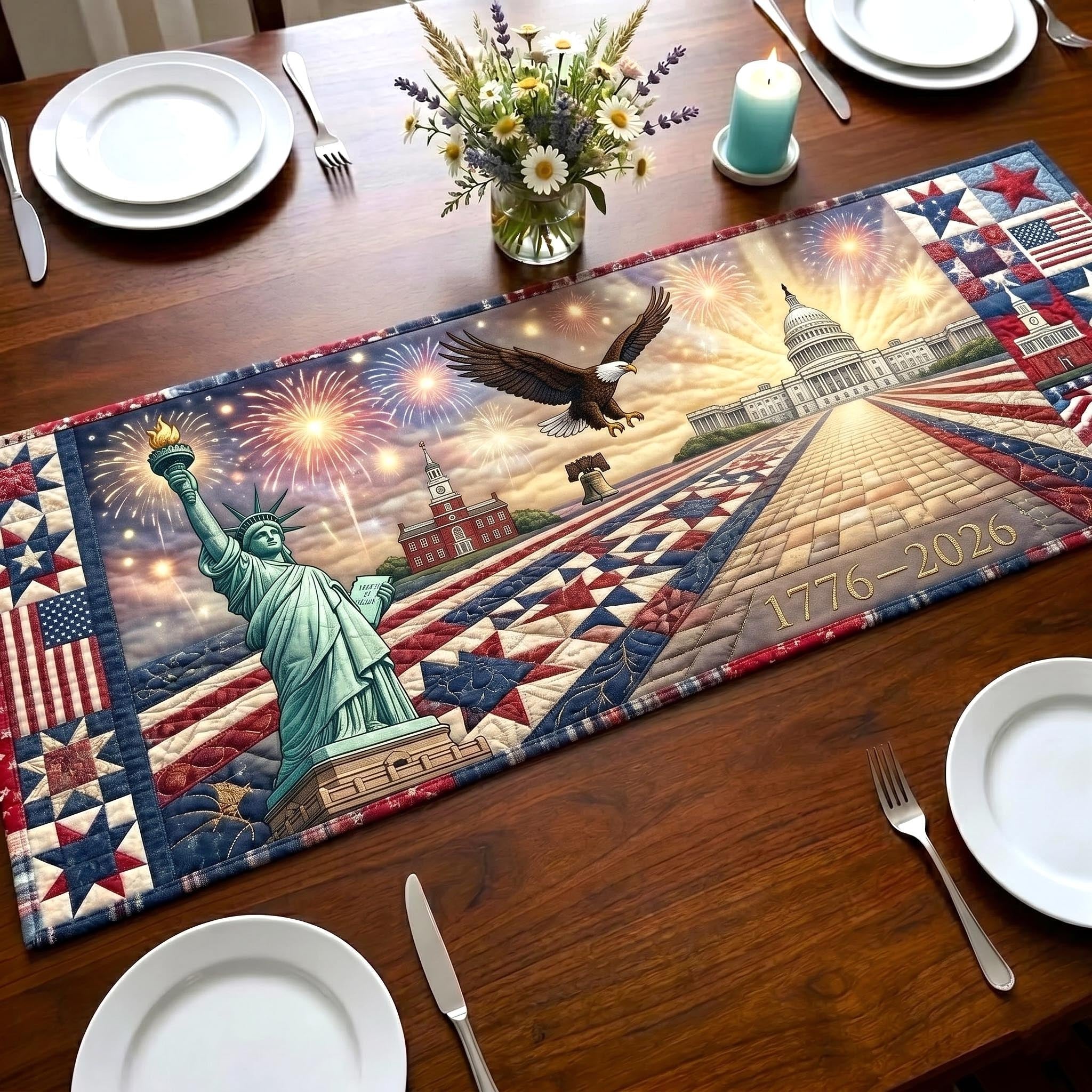 Statue of Liberty Eagle and Capitol Table Runner