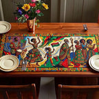 Dancers with Drums on Red Table Runner