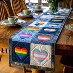 Pride Heart Blocks on Denim Table Runner