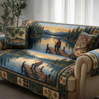Anglers Wading at Dawn Sofa Cover