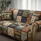 Fishing Rod and Trout Blocks Sofa Cover