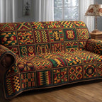 Woven Geometric Cloth in Earth Tones Sofa Cover