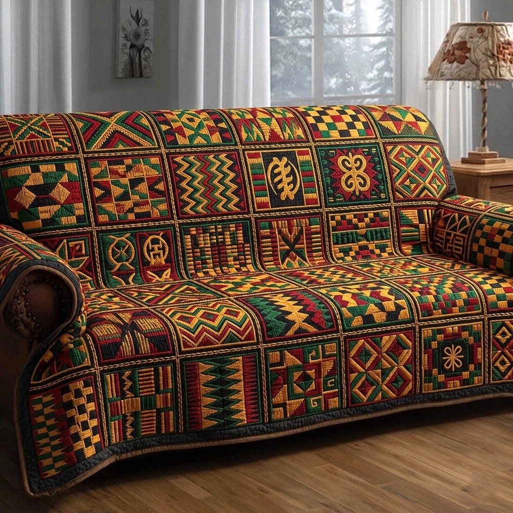 Woven Geometric Cloth in Earth Tones Sofa Cover