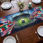 Stadium Pitch Ringed by Flags Table Runner