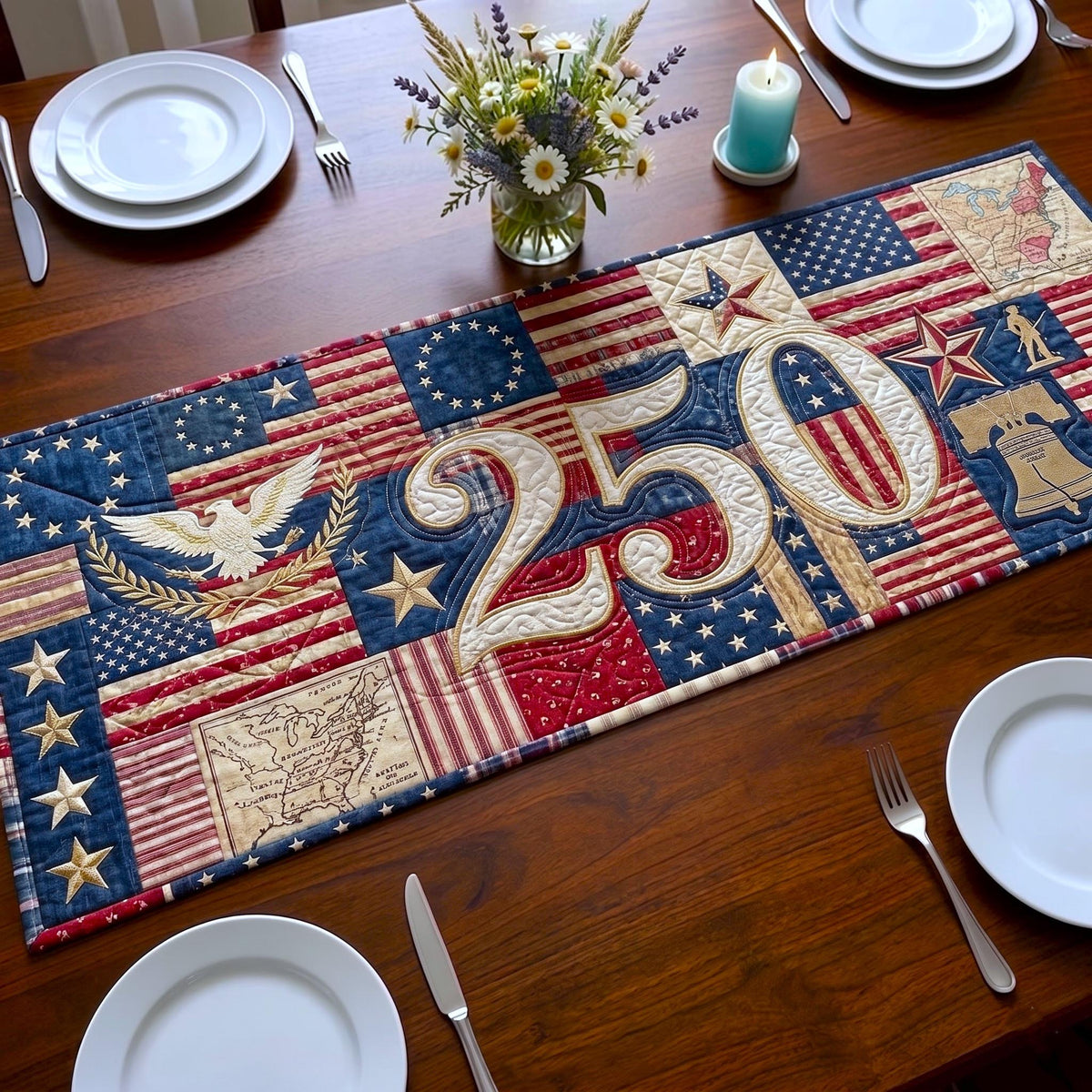 Bold 250 with Flag Blocks Table Runner