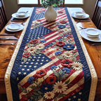 Flag with Poppies and Daisies Table Runner