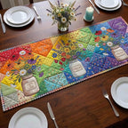 Rainbow Patchwork with Flowers and Jars Table Runner