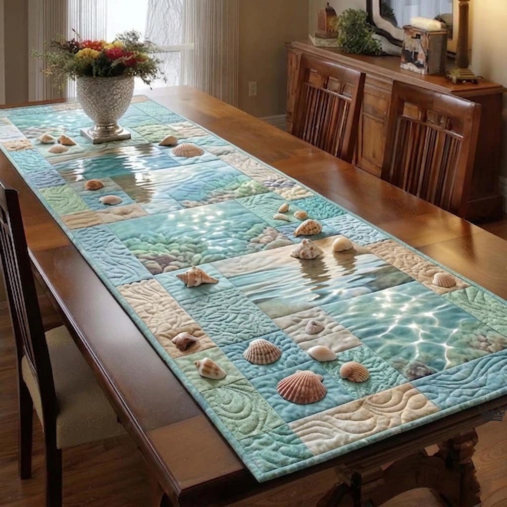 Shells in Shallow Clear Water Table Runner