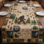 Bigfoot on Cream Map Blocks Table Runner