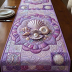 Purple Shell Medallion with Sand Dollars Table Runner