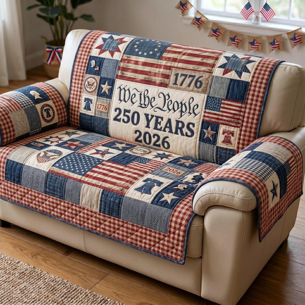 We the People 250 Years Blocks Sofa Cover