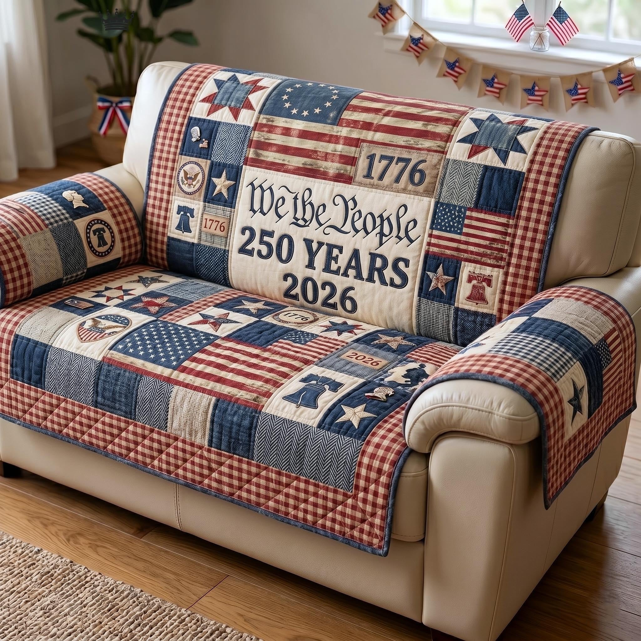 We the People 250 Years Blocks Sofa Cover