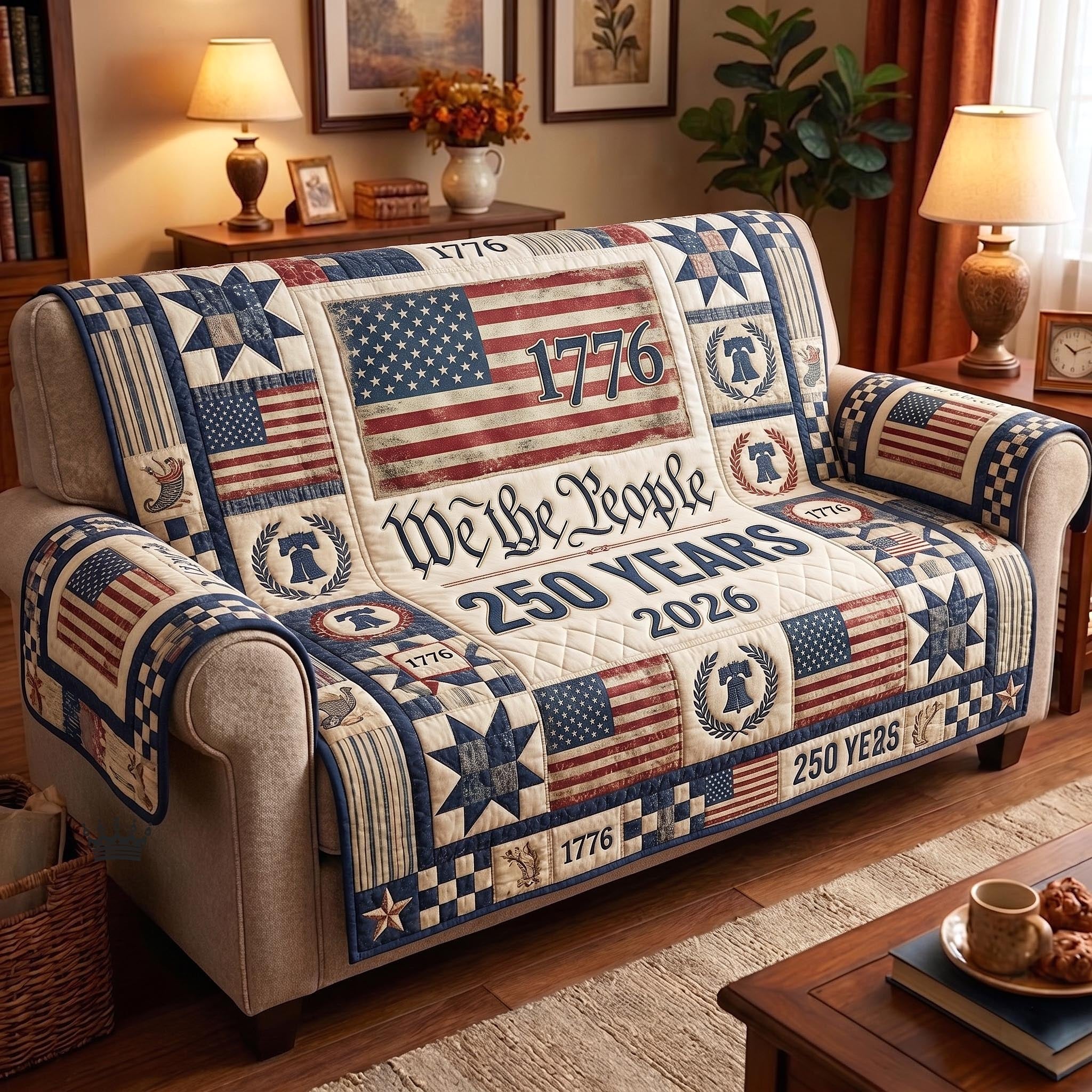 We the People on Cream Flags Sofa Cover