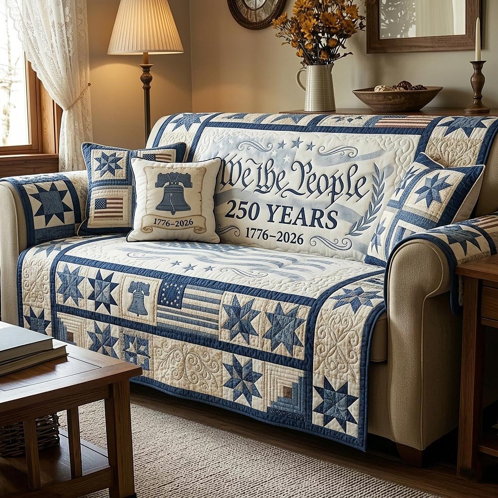 We the People with Liberty Bell Sofa Cover