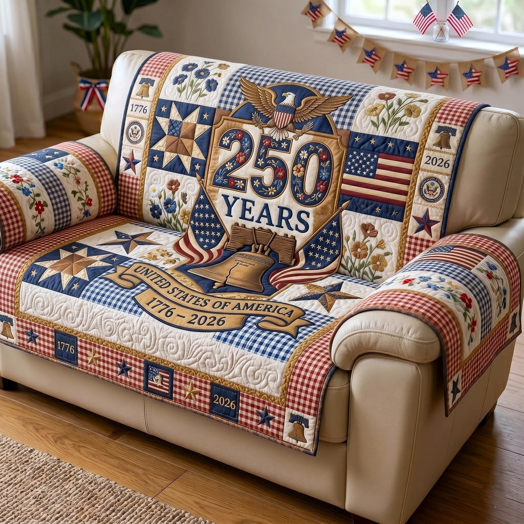 250 Years Blocks with Gingham Sofa Cover