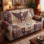 United States Eagle Crest on Cream Sofa Cover