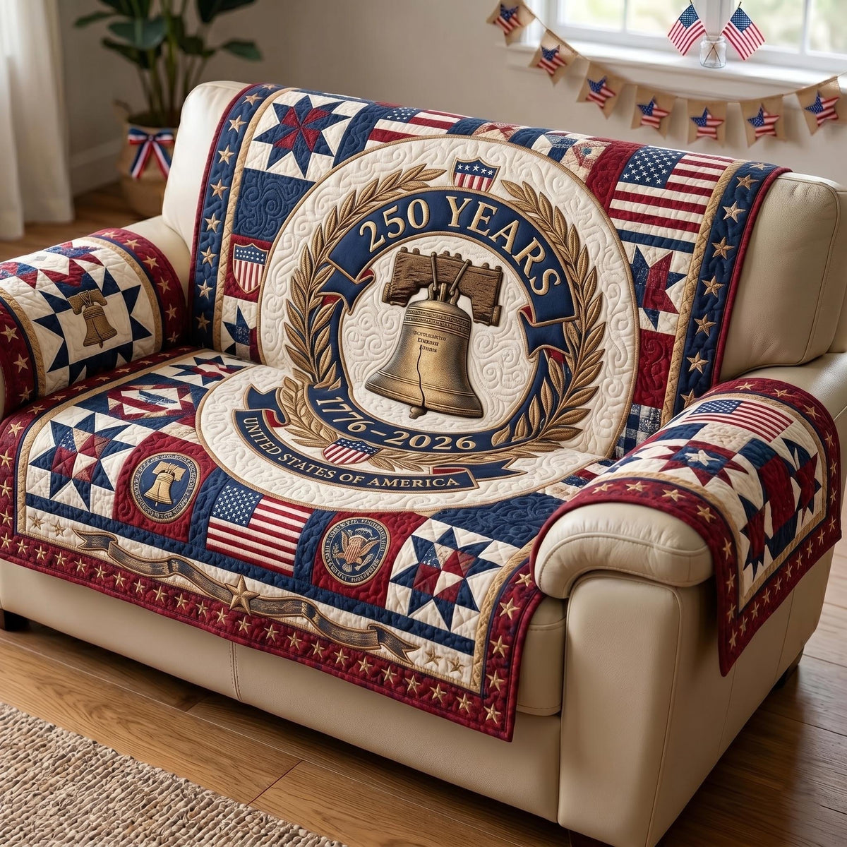 Liberty Bell in the Laurel Wreath Sofa Cover