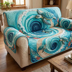 Turtles in the Deep Blue Whirl Sofa Cover
