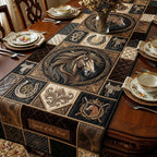 Horse Portrait on Tooled Leather Table Runner