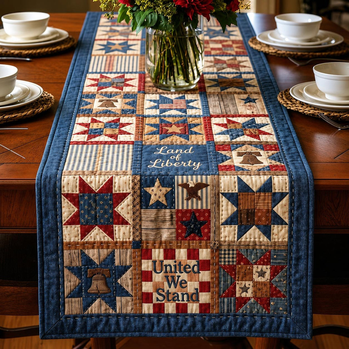 Land of Liberty Unite We Stand Table Runner