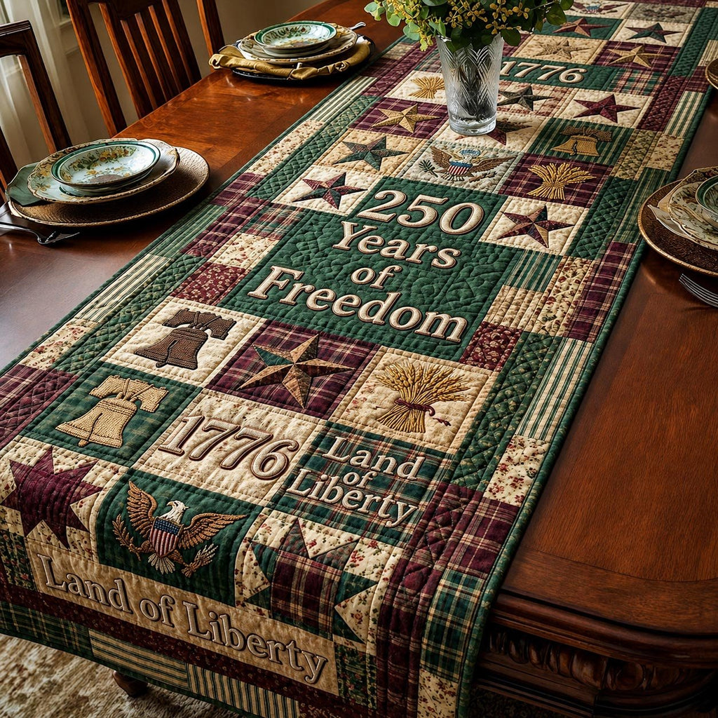 250 Years of Freedom on Green Table Runner