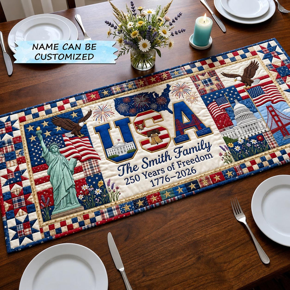 Liberty Threads Qtcuz Table Runner