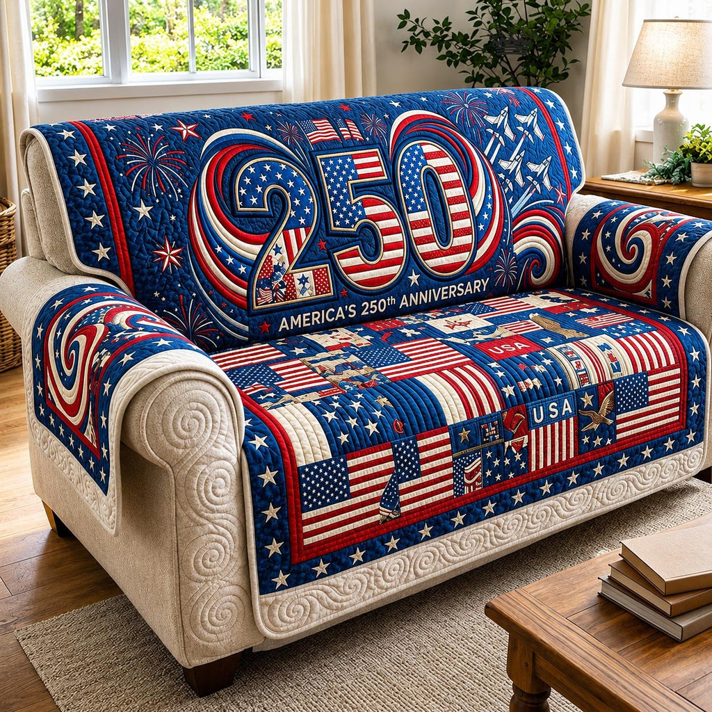 Americas 250th Anniversary Flag Blocks Sofa Cover