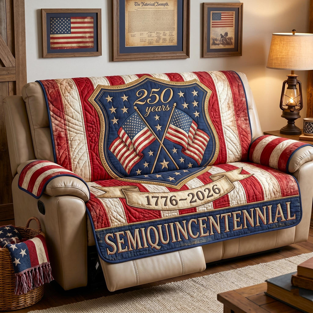 Semiquincentennial Shield with Crossed Flags Sofa Cover
