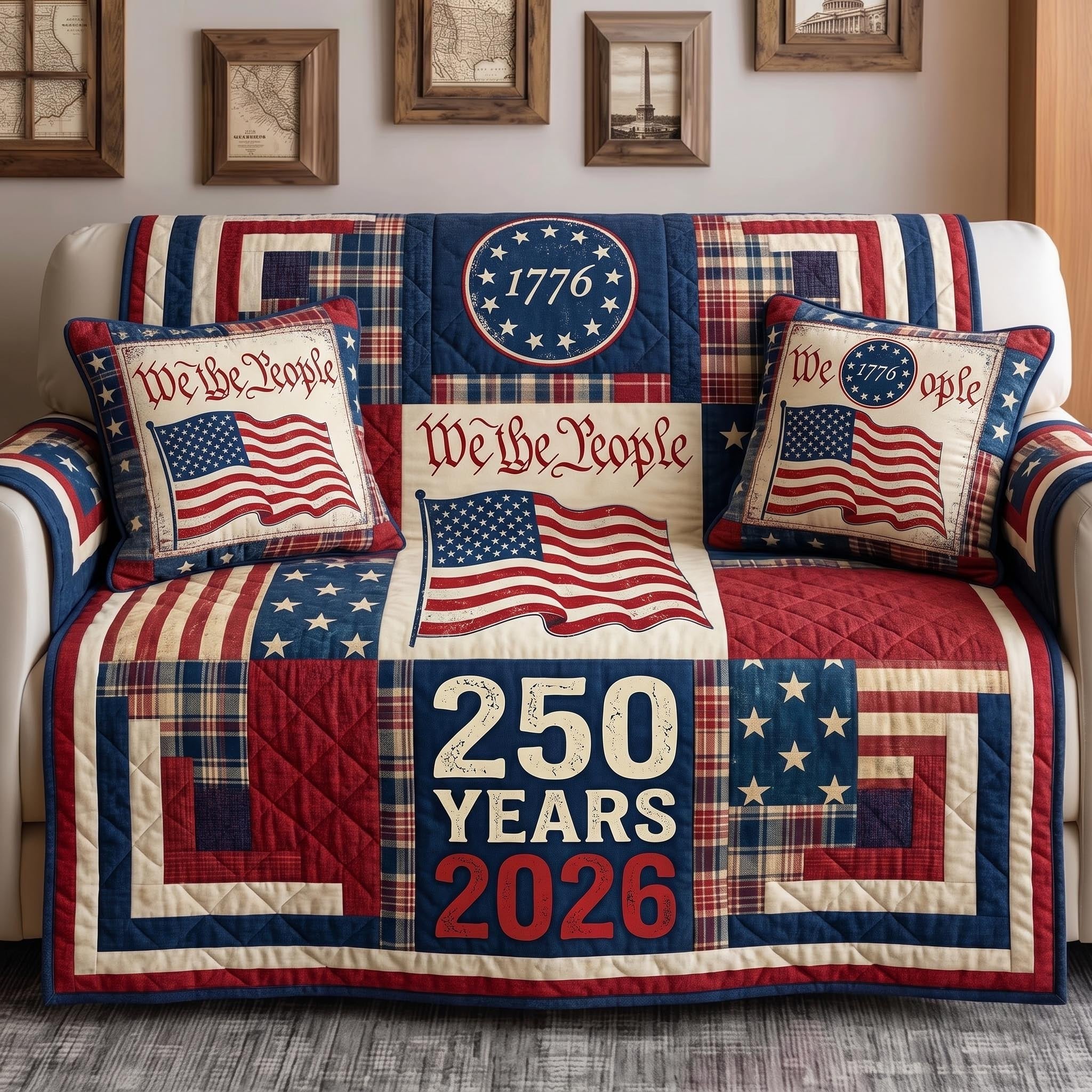 We the People Flag Blocks 2026 Sofa Cover