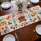 Strawberry Basket on Cream Table Runner
