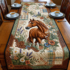Chestnut Horse with White Daisies Table Runner