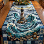 Lighthouse Among Crashing Waves Table Runner