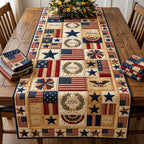 Patriotic Flag Blocks with Wreath Table Runner