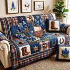 Cowboy Boots Among Bluebonnets Sofa Cover
