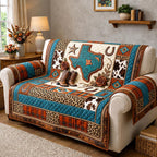 State Map on Cowhide and Turquoise Sofa Cover