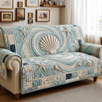 Scallop Shell in Aqua Swirls Sofa Cover