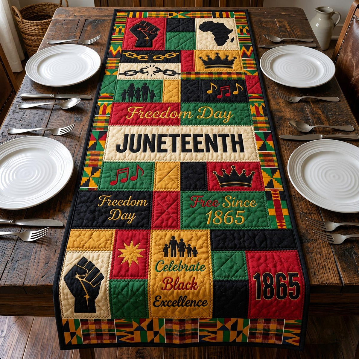 Juneteenth Freedom Day Since 1865 Table Runner