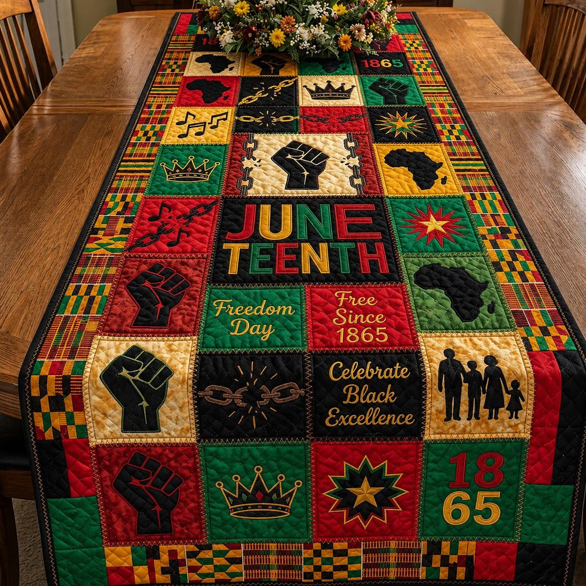 Juneteenth Freedom Day Celebrate Black Excellence Table Runner