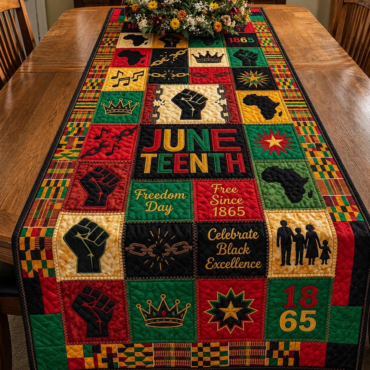Juneteenth Freedom Day Celebrate Black Excellence Table Runner