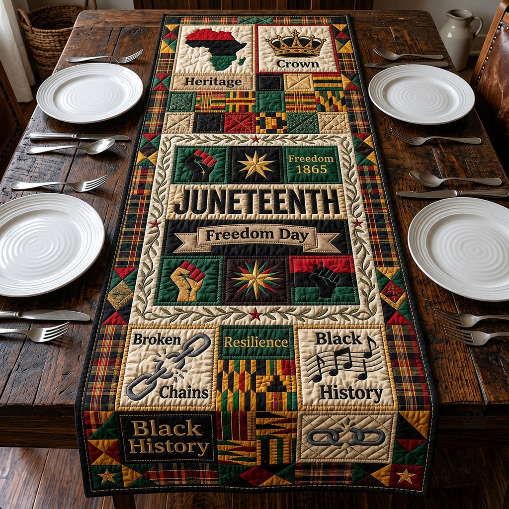 Juneteenth Freedom Day Blocks Table Runner