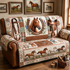 Horse Saddle and Horseshoe Blocks Sofa Cover