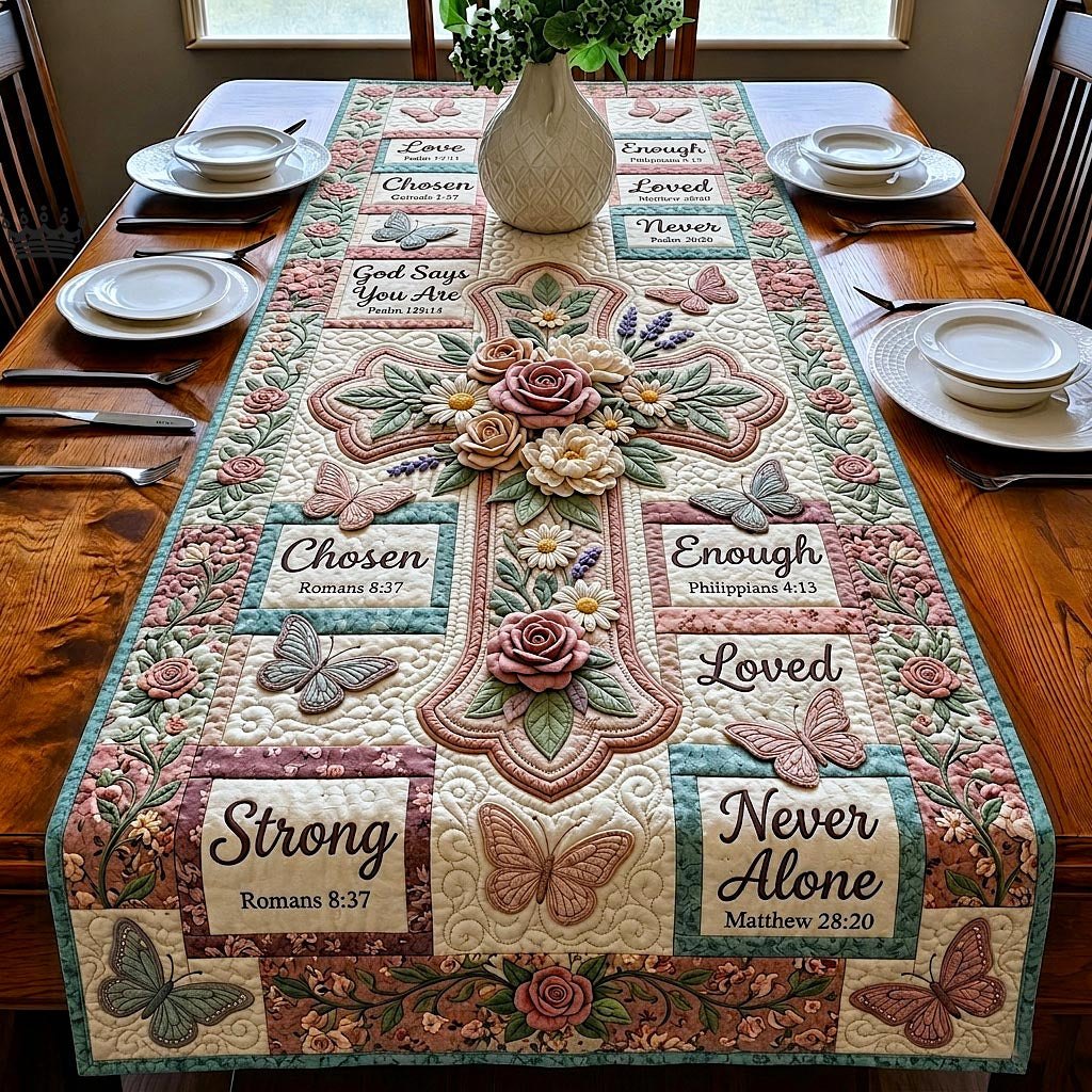 Faith Blossom Table Runner