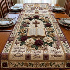 Faith Over Fear Open Bible Cross Table Runner