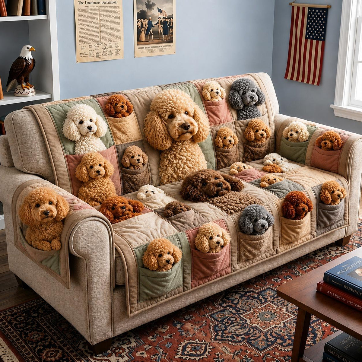 Poodle Love Sofa Cover