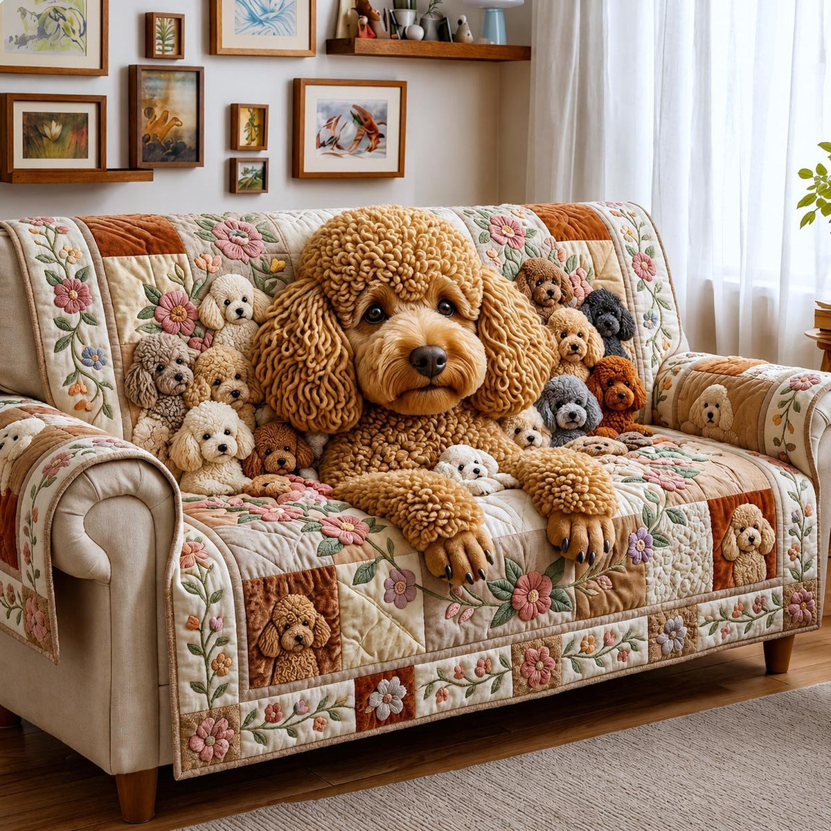 Poodle Bliss Sofa Cover