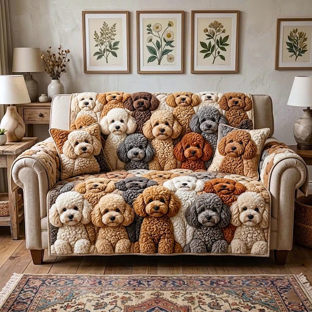 Elegant Poodle Sofa Cover