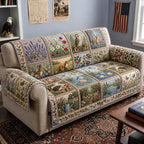Garden Blocks with Rabbits and Lavender Sofa Cover