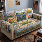 Flower Fields in Landscape Blocks Sofa Cover